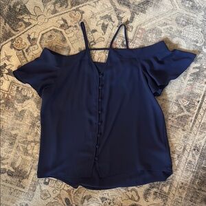 Express Navy Cold Shoulder Blouse